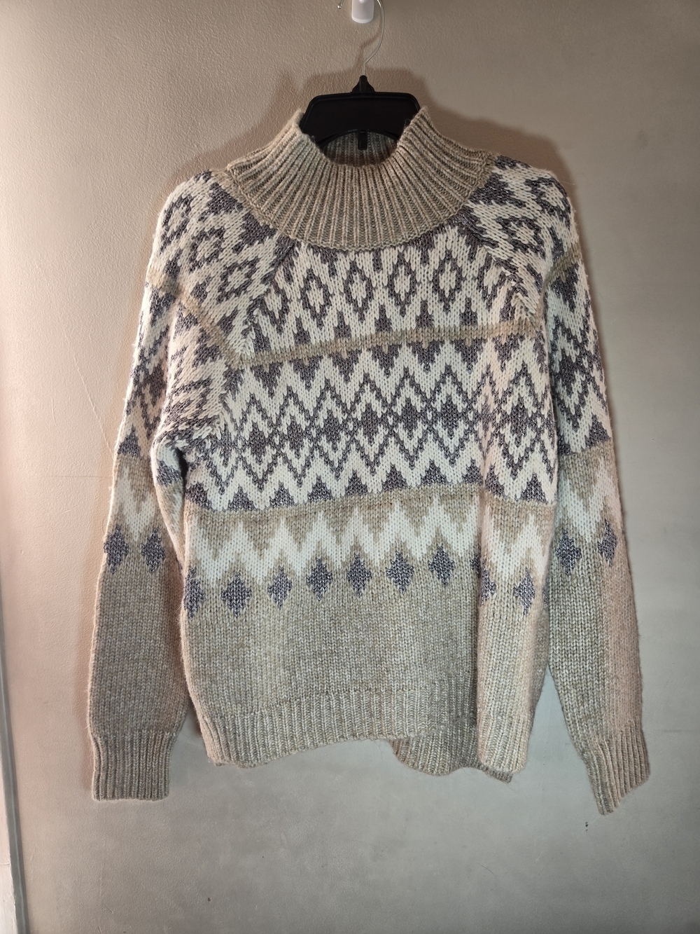 Lucky Brand Fair Isle Turtleneck Sweater in Beige and Cream - Picture 4 of 11